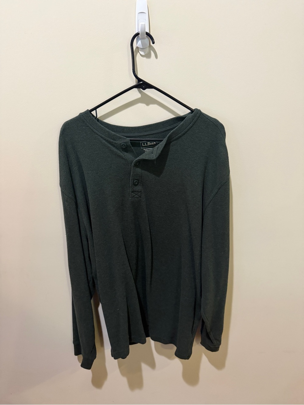 L.L. Bean Men's Long-Sleeve Henley Shirt in Deep Green